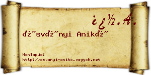 Ásványi Anikó névjegykártya